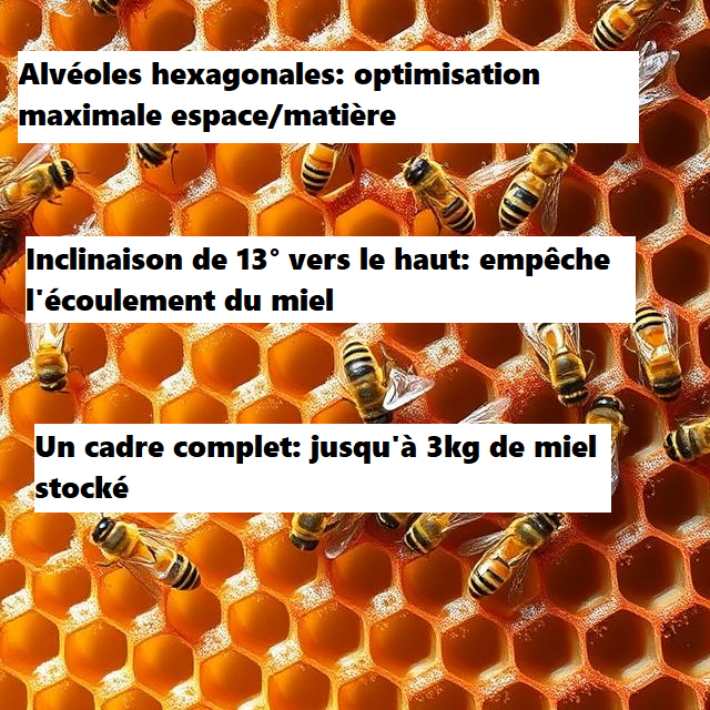 Alvéoles hexagonales - optimisation maximale espace - matière