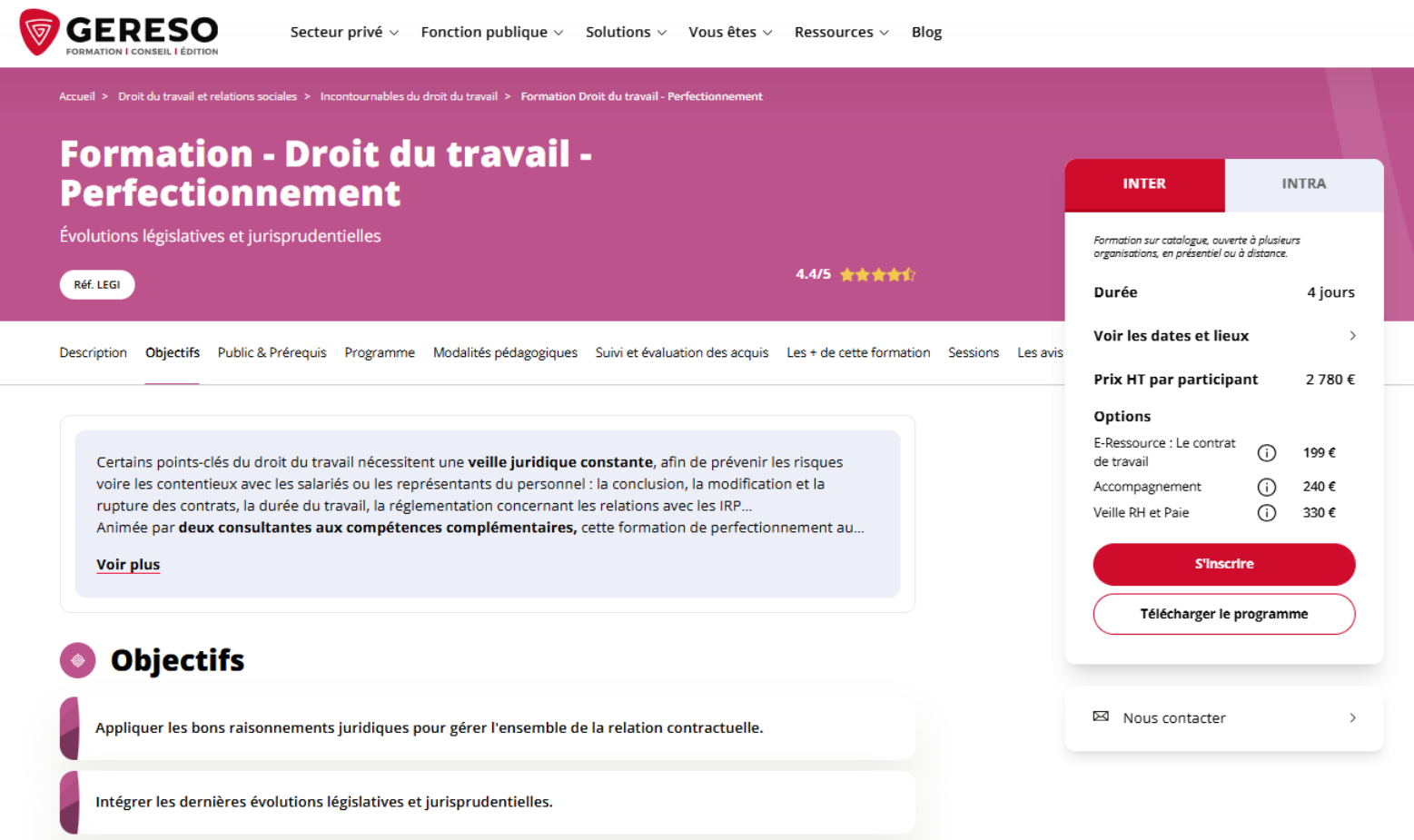 Droit du travail Perfectionnement