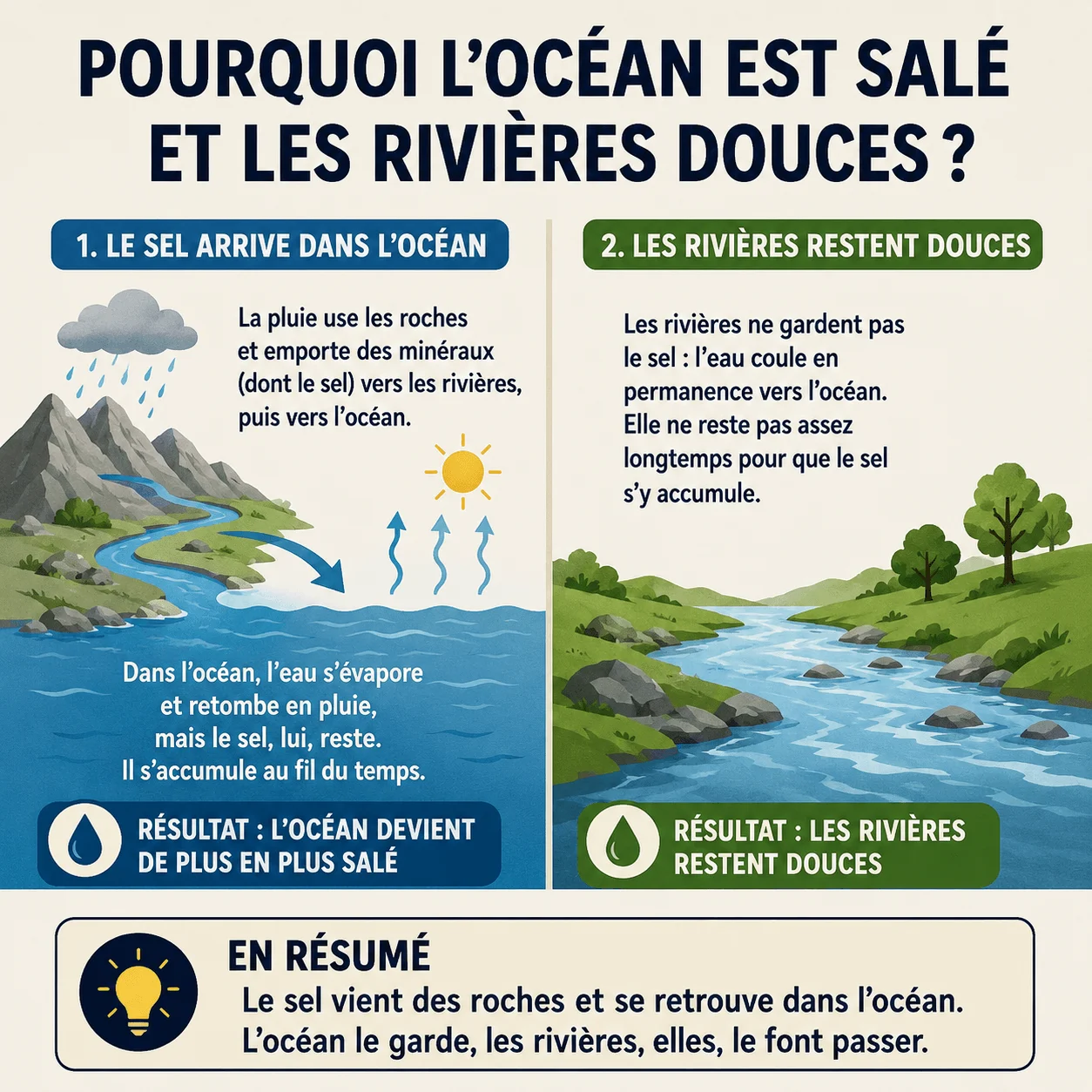 Pourquoi la mer est-elle sal&eacute;e Explications 🌊