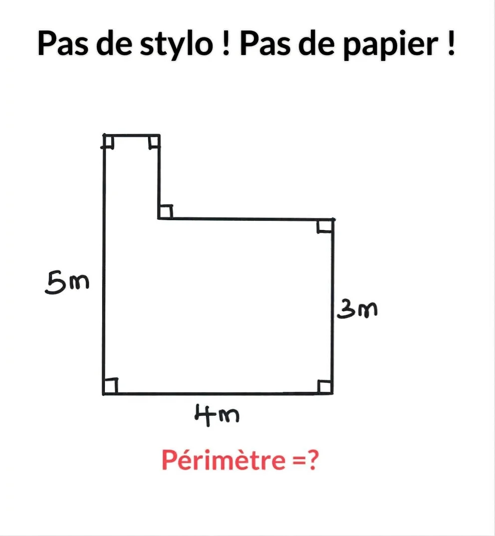 Périmètre d’une figure à angles droits de 5 m, 4 m et 3 m
