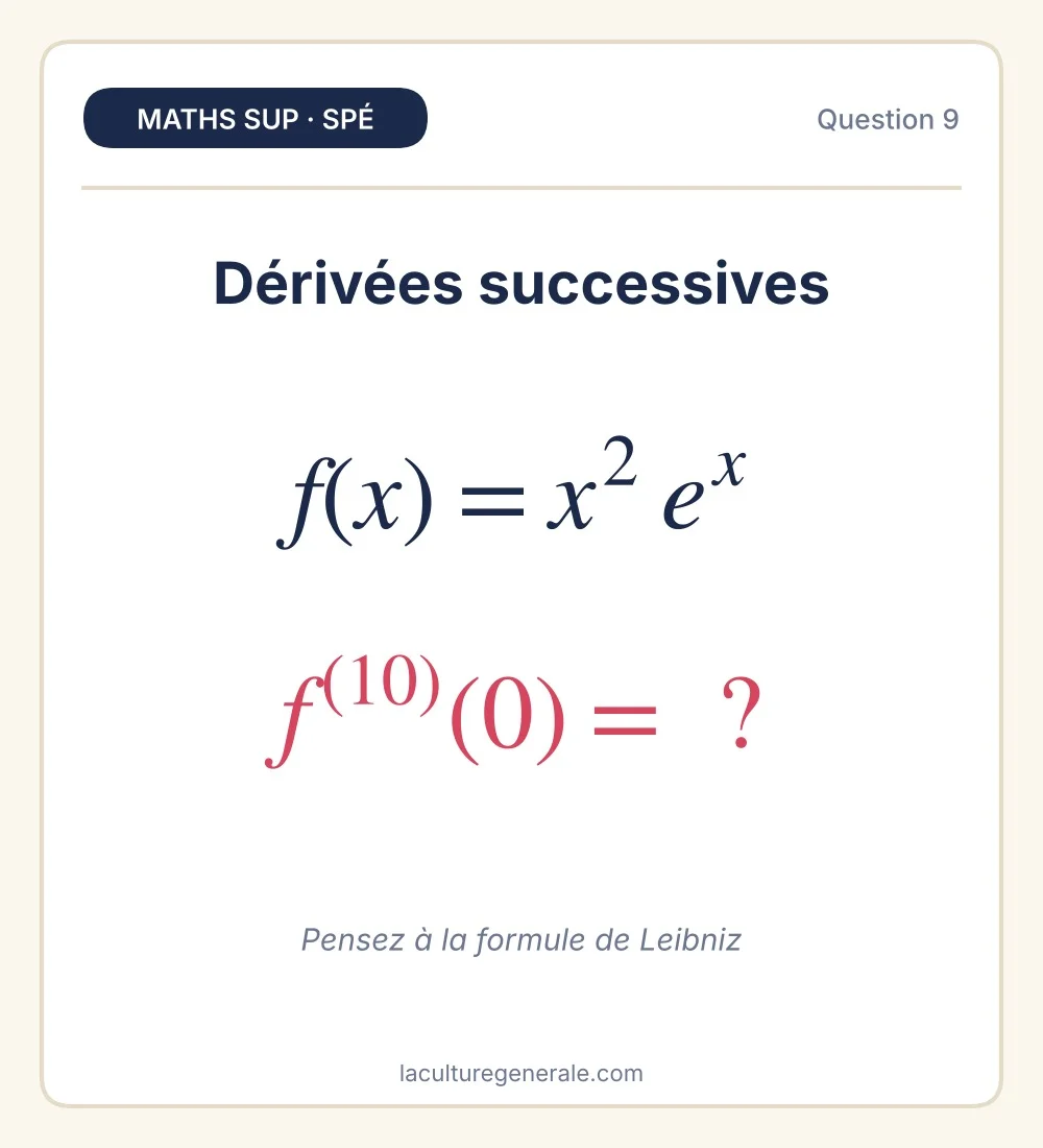 Dérivée dixième de x au carré fois exponentielle de x en 0