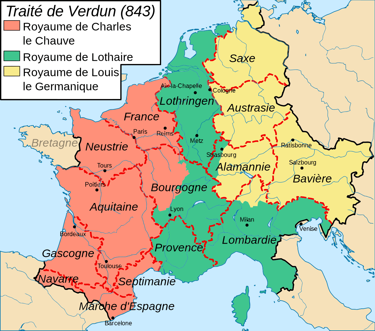 traité de verdun empire charlemagne division