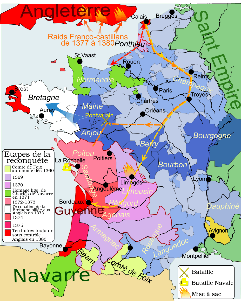 guerre de cent ans carte reconquête charles v