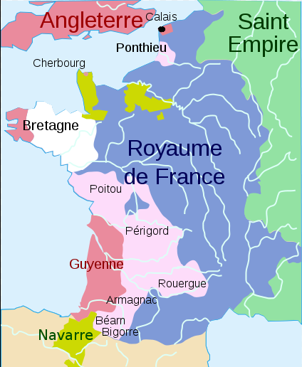 Carte de France guerre de cent ans