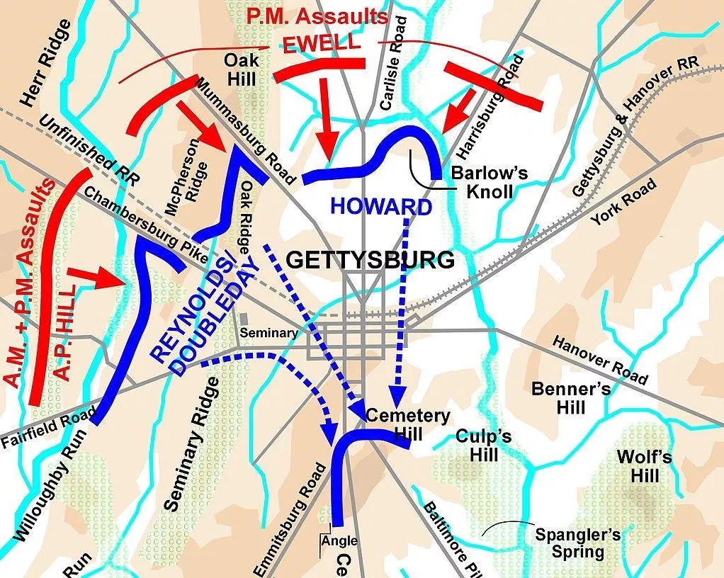 bataille de gettysburg carte bataille de gettysburg carte
