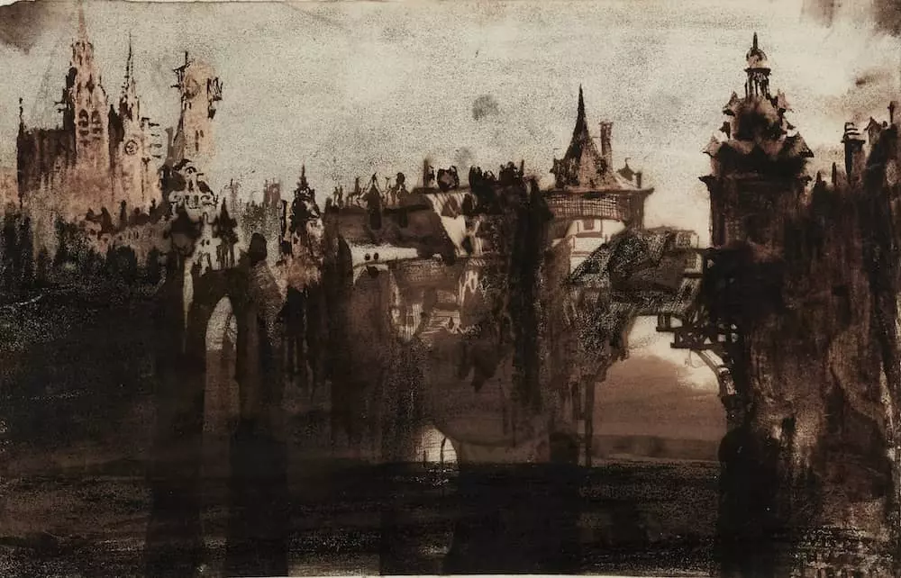 dessin de victor hugo ville au pont rompu