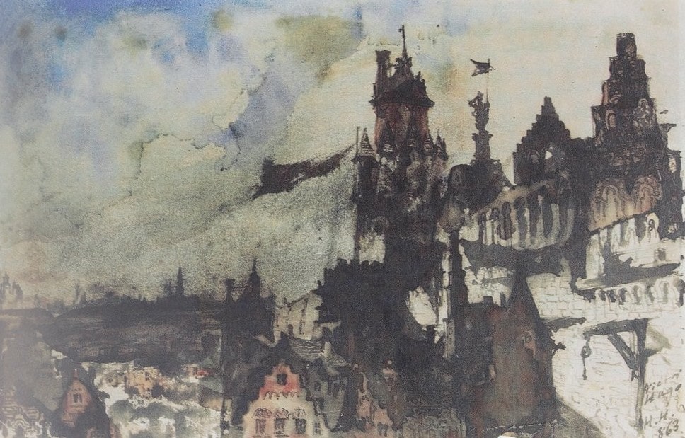 dessins de victor hugo vue d'une ville