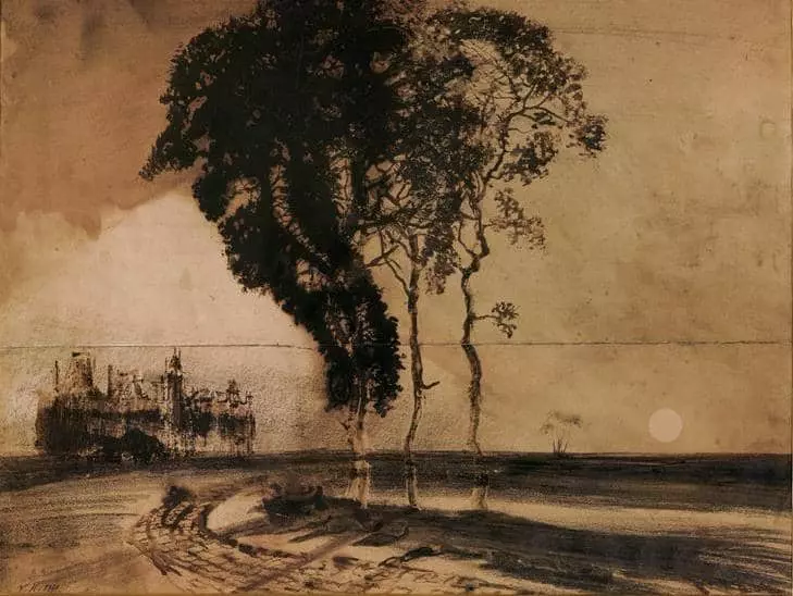 dessins victor hugo paysages trois arbres