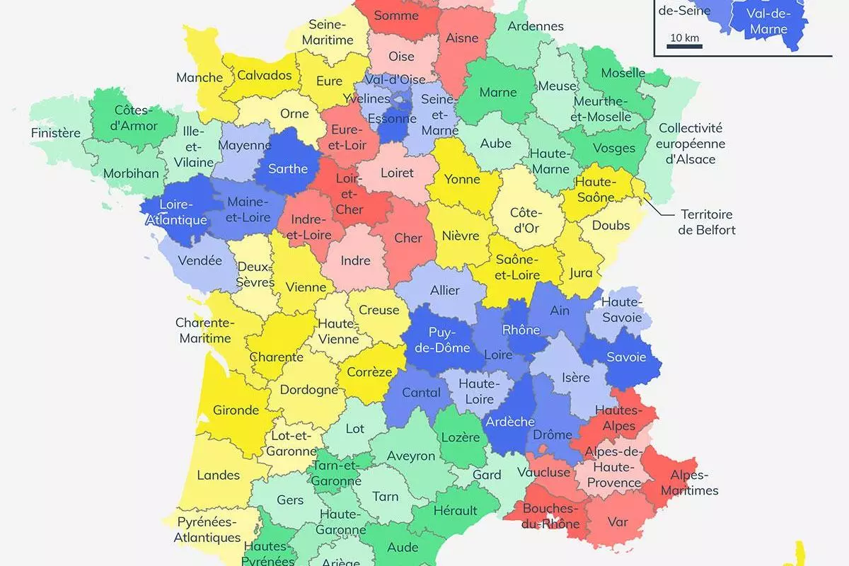 carte departements francais