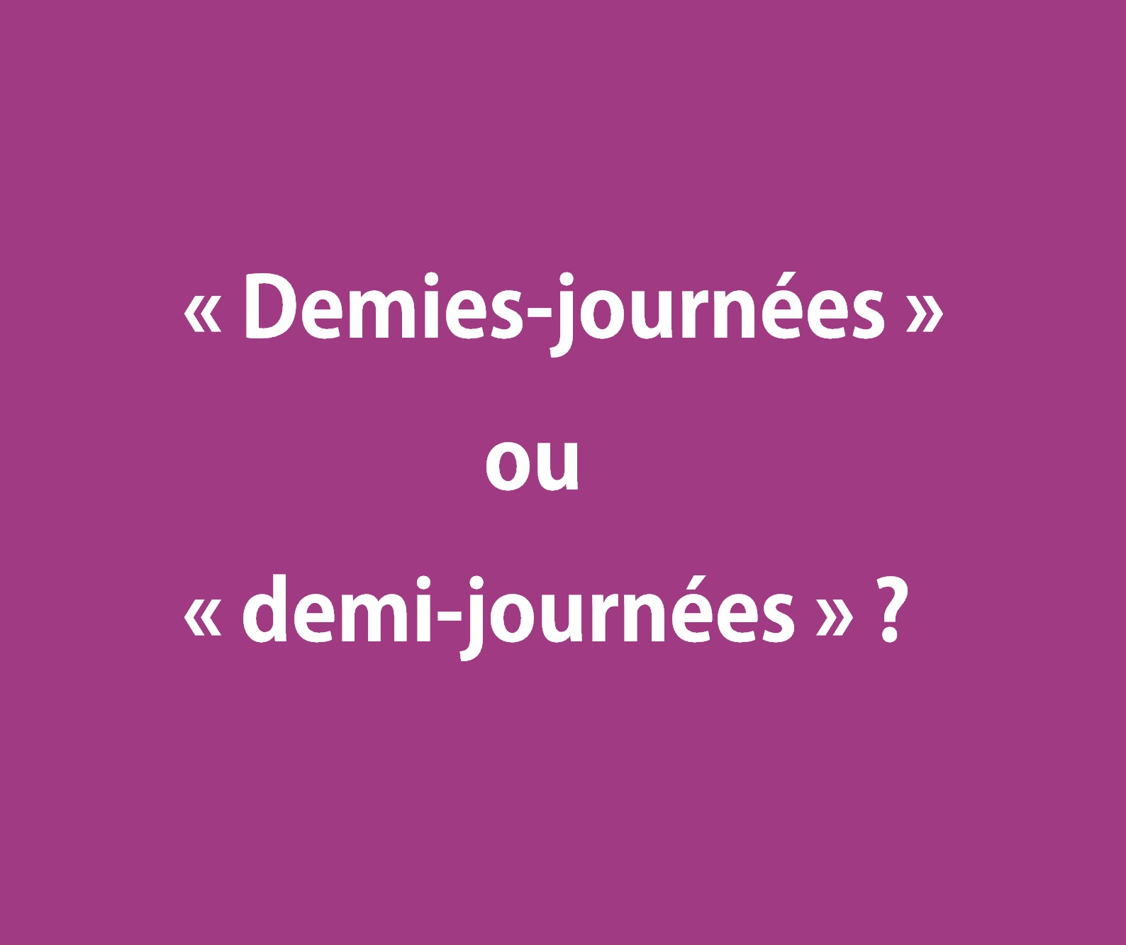 &laquo; Demies-journ&eacute;es &raquo; ou &laquo; demi-journ&eacute;es &raquo; ? Orthographe